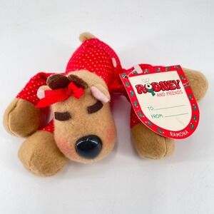 Vtg 1986 Hallmark Ramona Reindeer Plush Rodney & Friends Polka Dot Pajamas BK